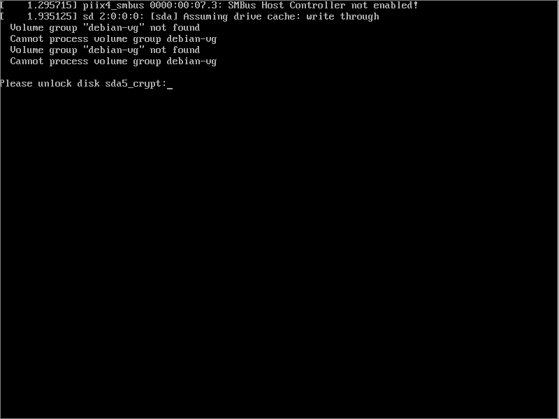 Unlock Debian full-disk encryption