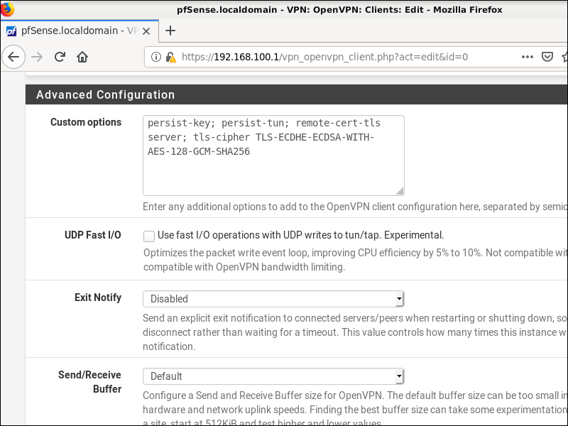 Creating OpenVPN client in pfSense