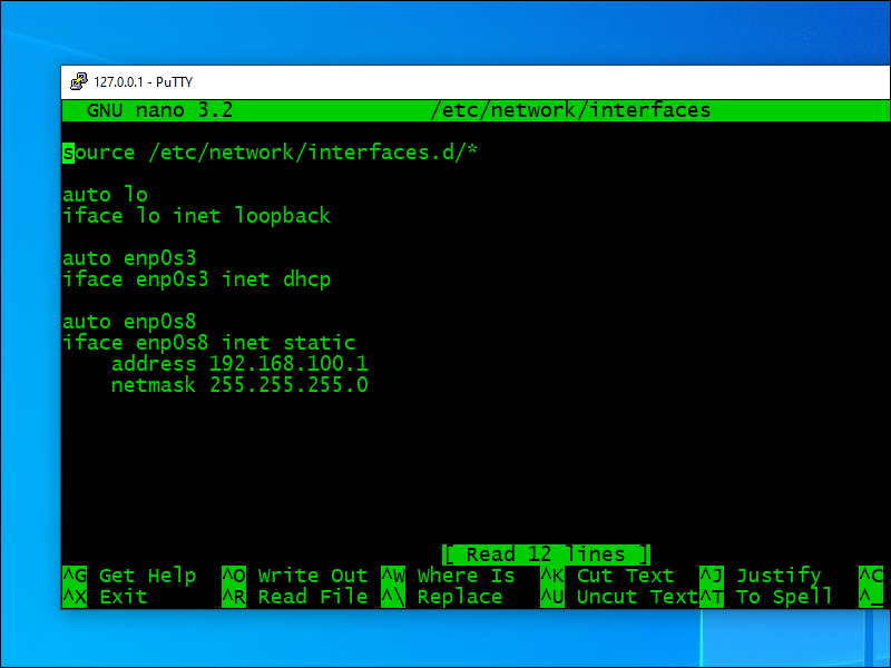 Network interfaces for loopback, NAT, and internal network