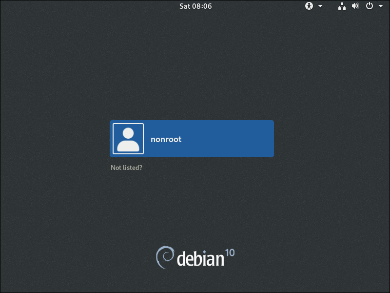 GNOME desktop graphical login screen