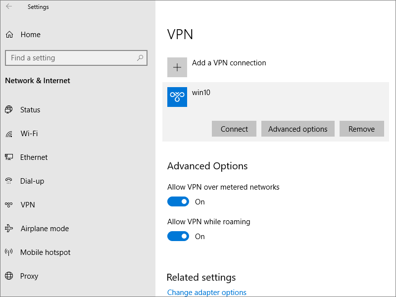 IKEv2 ready to connect on Windows 10