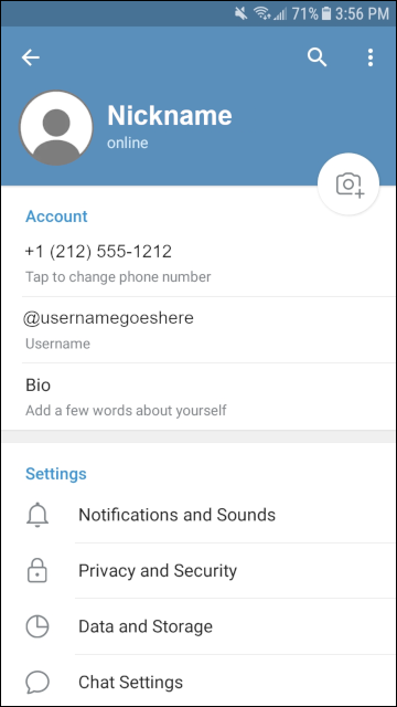 Telegram Messenger settings