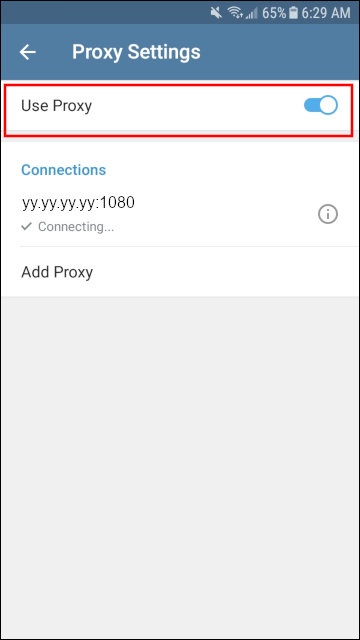 Telegram Messenger Proxy settings