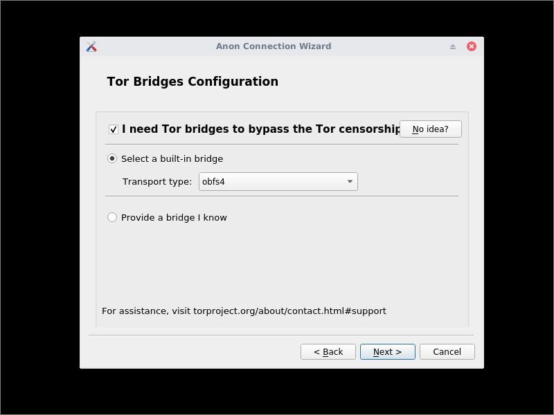 Whonix bridges configuration